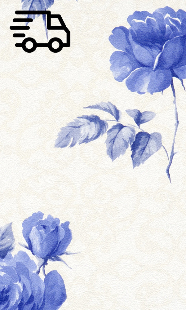 Beige and Blue Pleasant Floral Damask Wallpaper R1522