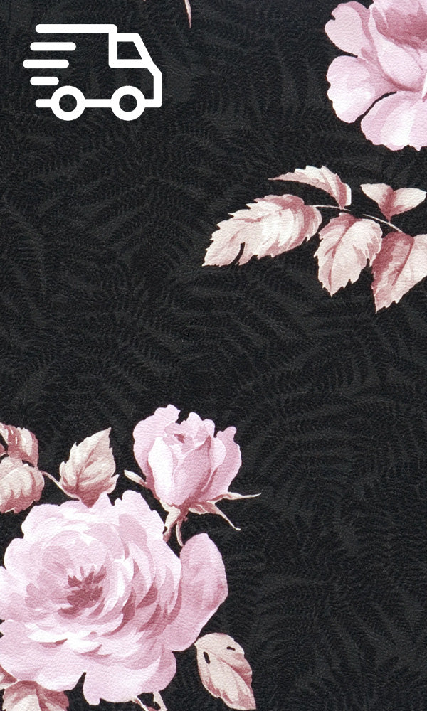 Black and Pink Pleasant Floral Damask Wallpaper R1525