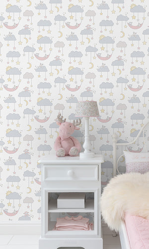 children's wallpaper cute animals clouds