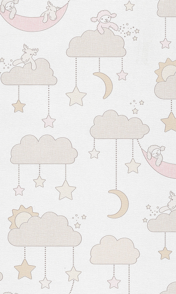 children's wallpaper cute animals clouds