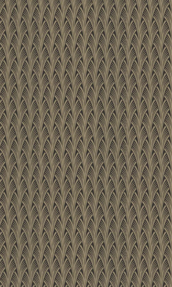 Black & Gold Leaf Like Architectural Wallpaper R7379