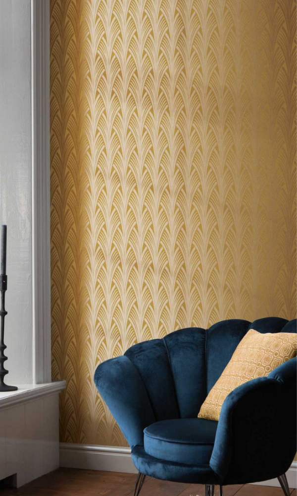 Yellow Leaf Like Architectural Wallpaper R7380