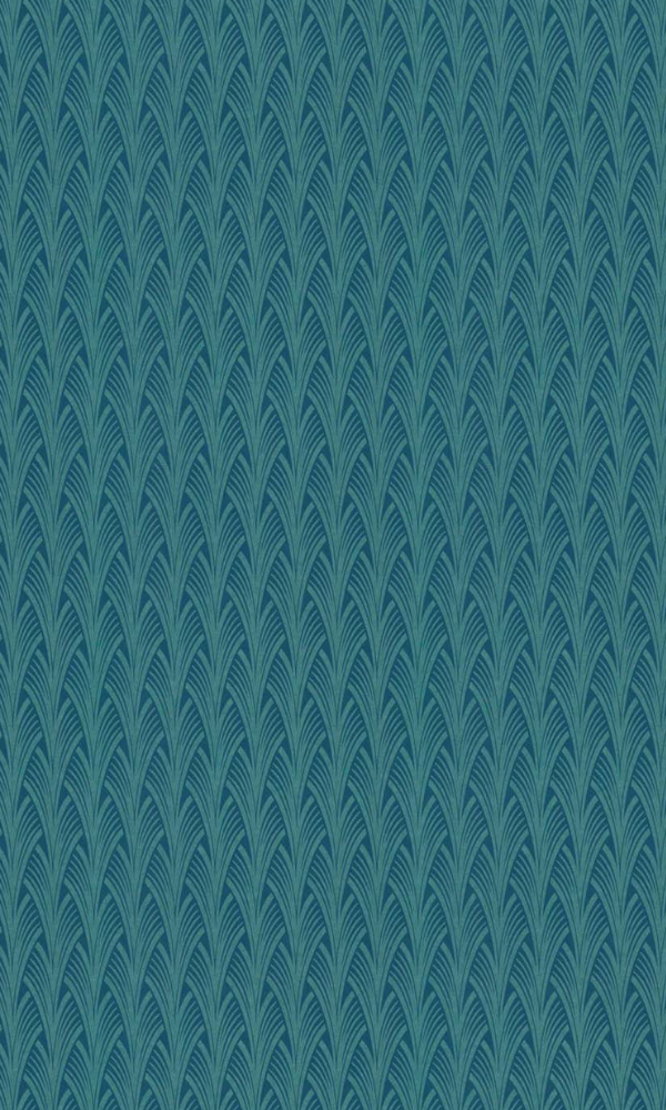 Azure Blue & Emerald Leaf Like Architectural Wallpaper R7381