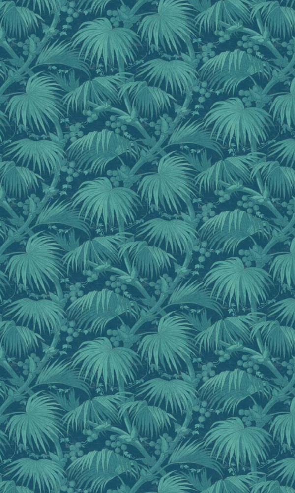 Blue & Emerald Exotic Palm Tree Botanical Wallpaper R7393
