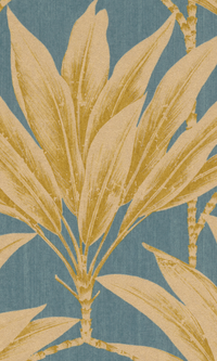 Blue Palm Tree Motif Botanical Wallpaper R7402