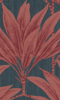 Blue & Red Palm Tree Motif Botanical Wallpaper R7406