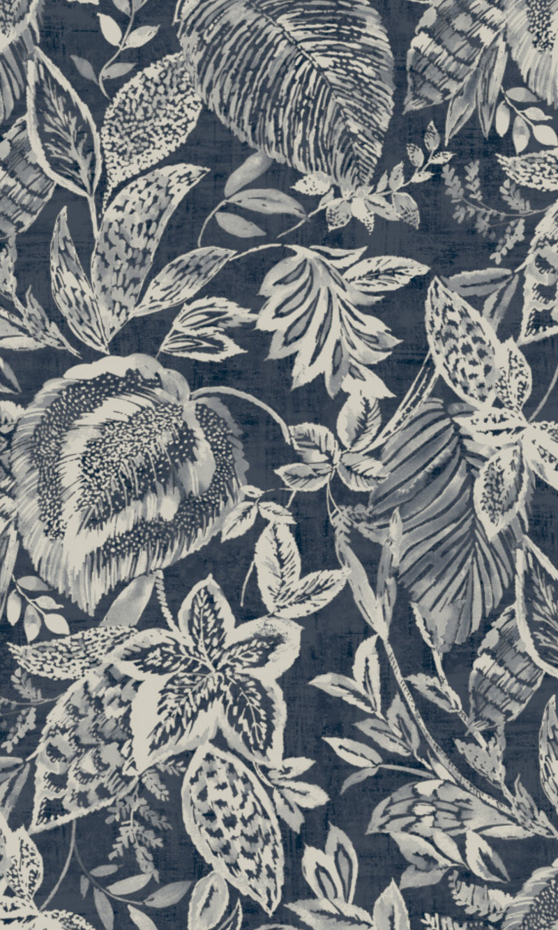 Blue Tropical Mae Blue Leaves Tropical Wallpaper R7472