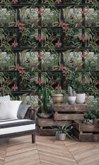 Charcoal Tropical Wallpaper