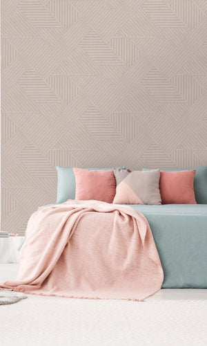 Pink Wood Panel Design Geometric Stripes Wallpaper R7567