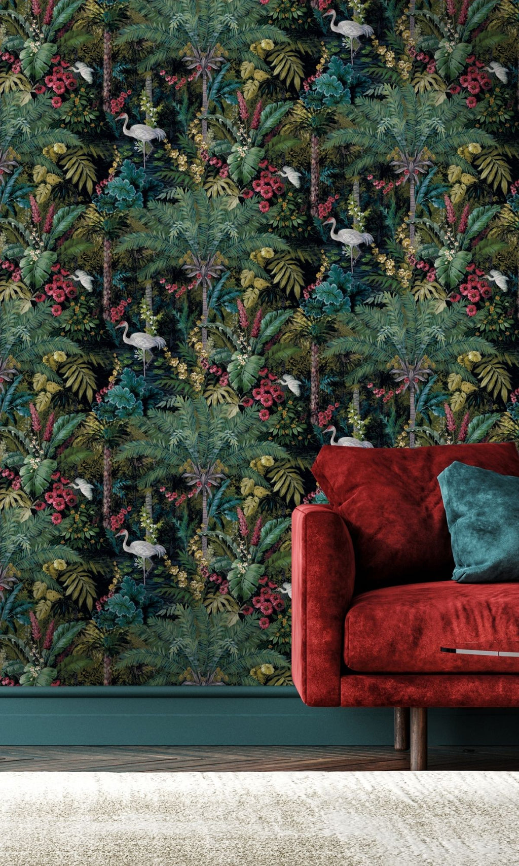 Black Bold Tropical Paradise Botanical Wallpaper R7580 – Walls Republic US