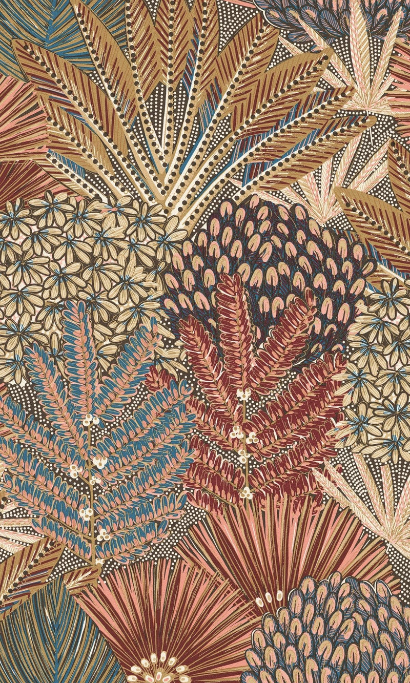 MultiColor Tropical Dry Leaves Motifs Wallpaper R7716