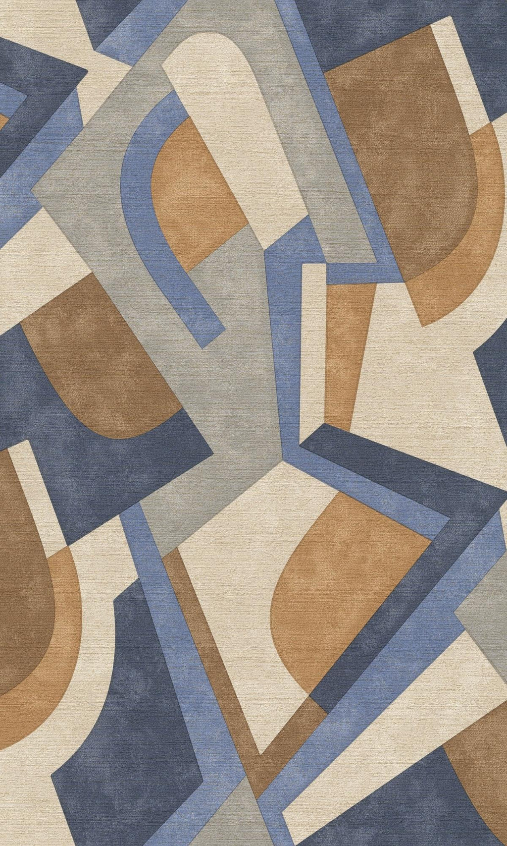 Blue & Light Brown Bold Abstract Geometric Metallic Wallpaper R7726