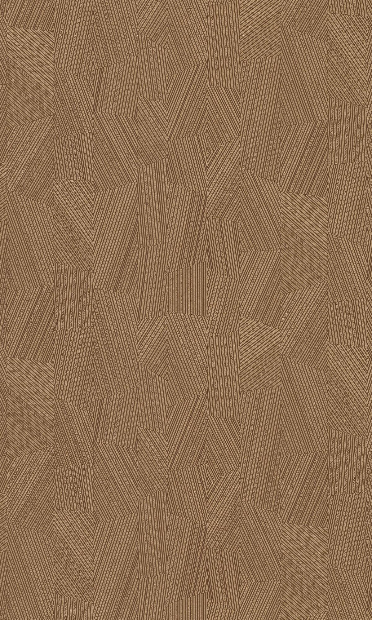 Brown Vertical Geometric Stripes Metallic Wallpaper R7736