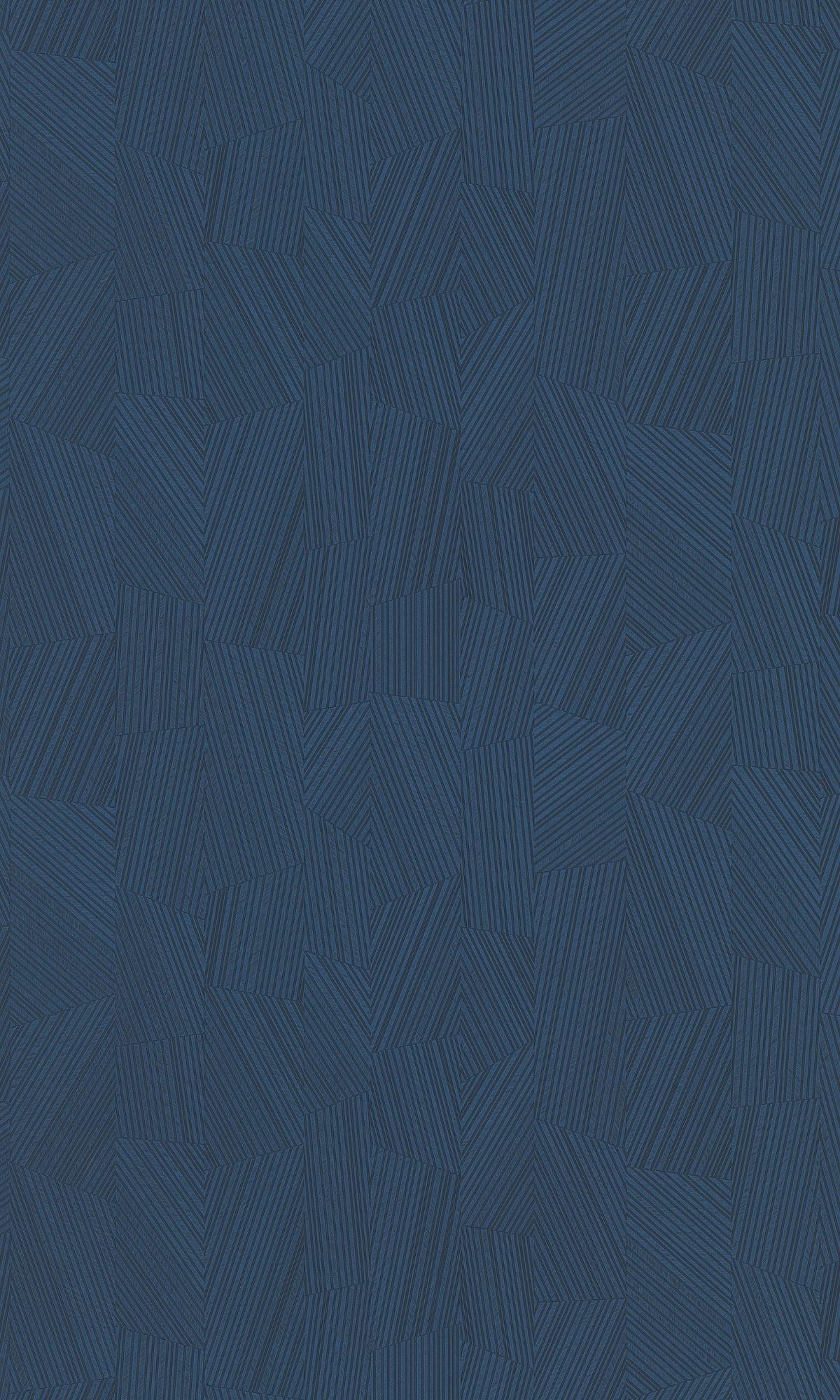 Blue Vertical Geometric Stripes Metallic Wallpaper R7737