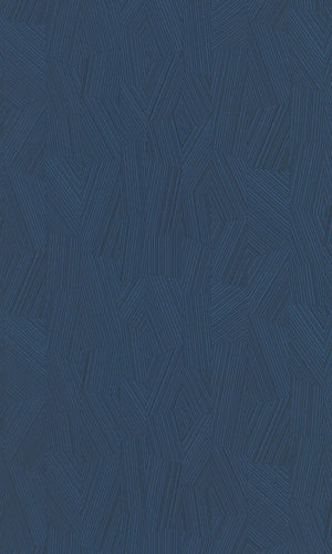 Blue Vertical Geometric Stripes Metallic Wallpaper R7737