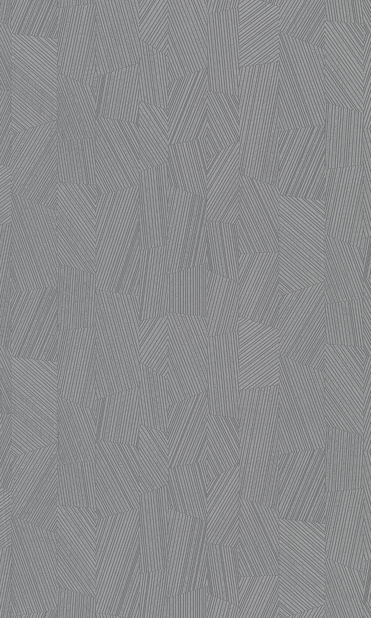 Gray Vertical Geometric Stripes Metallic Wallpaper R7739