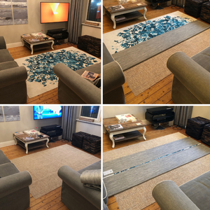 Grey Sea Waves Design Modern Living Room Machine Washable Rug