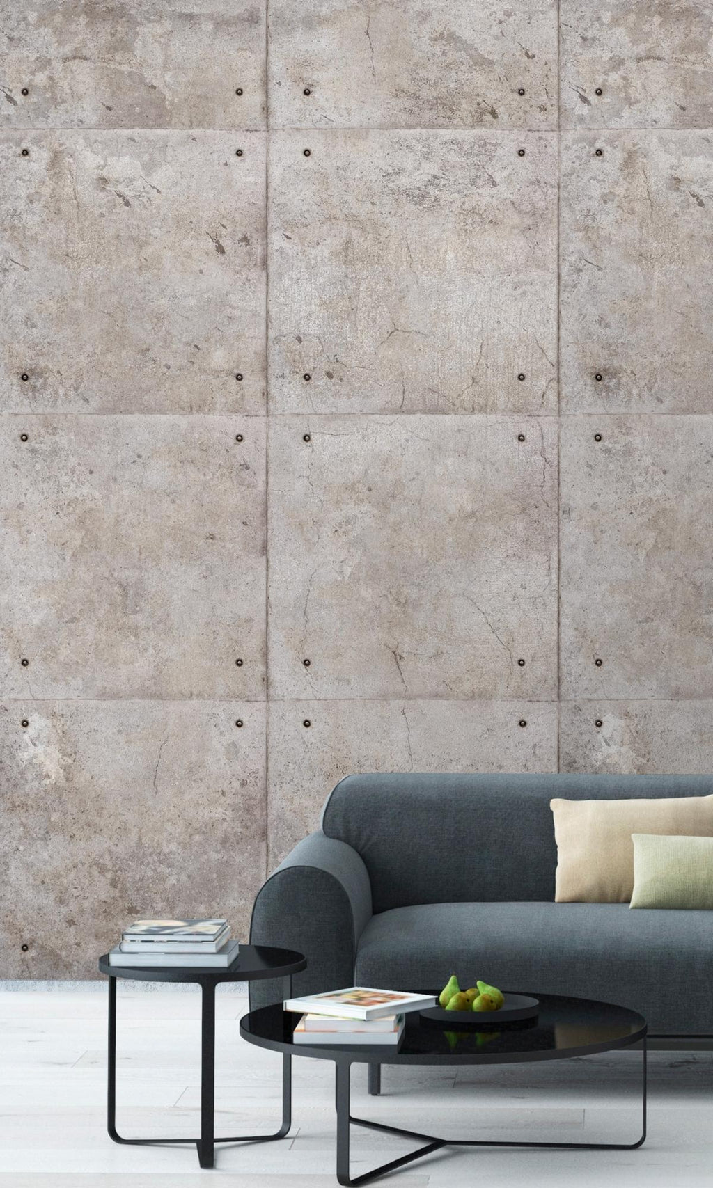 Grey Concrete Tile Digital Wallpaper RM2017
