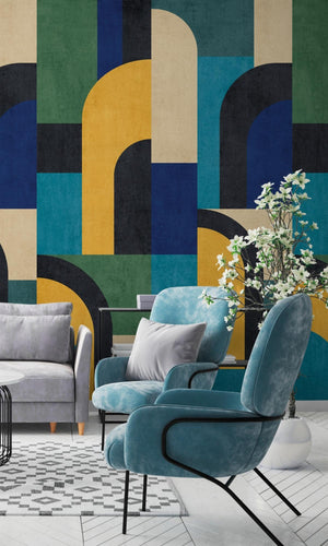 Multi-Color Abstract Geometric Digital Wallpaper RM2031