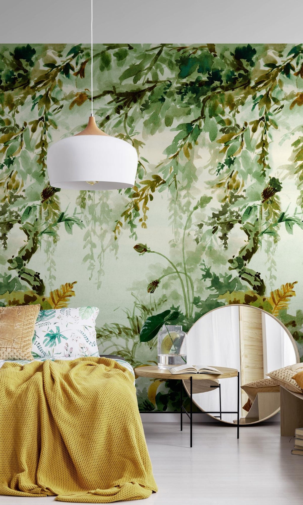 Green Jungle in Watercolor Digital Wallpaper RM2035