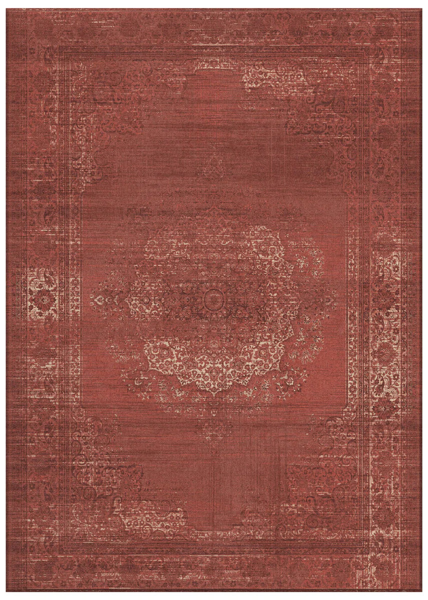Red Floral Garden Design Traditional Machine Washable Rug