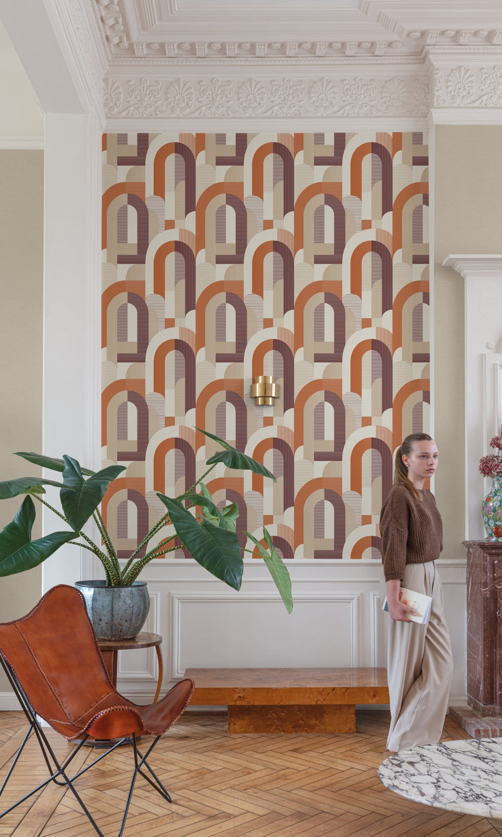 Red Geometric Arch Wallpaper R7976