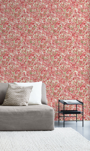 red floral wallpaper