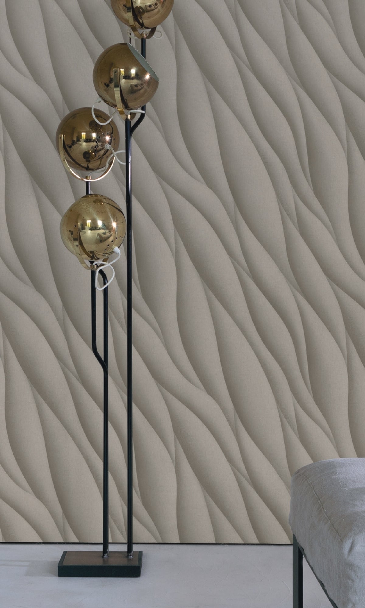 Taupe 3D Ocean Waves Wallpaper R8077