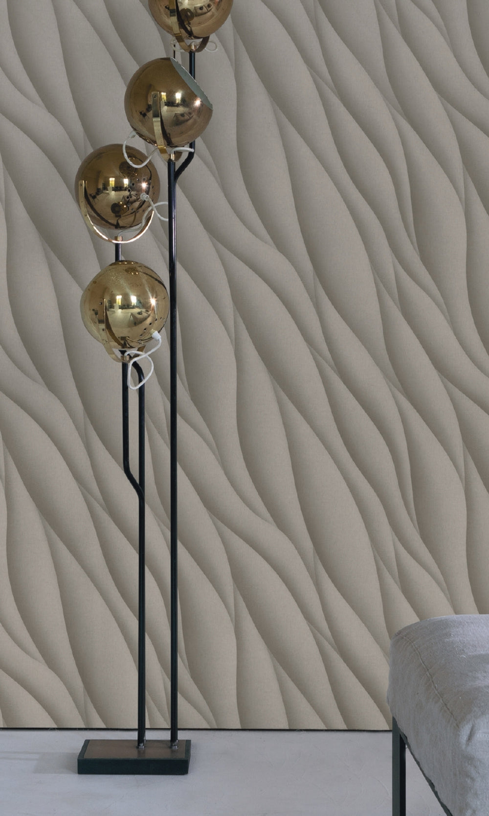 Taupe 3D Ocean Waves Wallpaper R8077