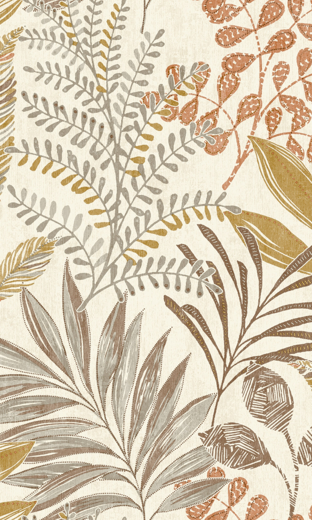 Taupe Light Leaf Motif Tropical Wallpaper R7960