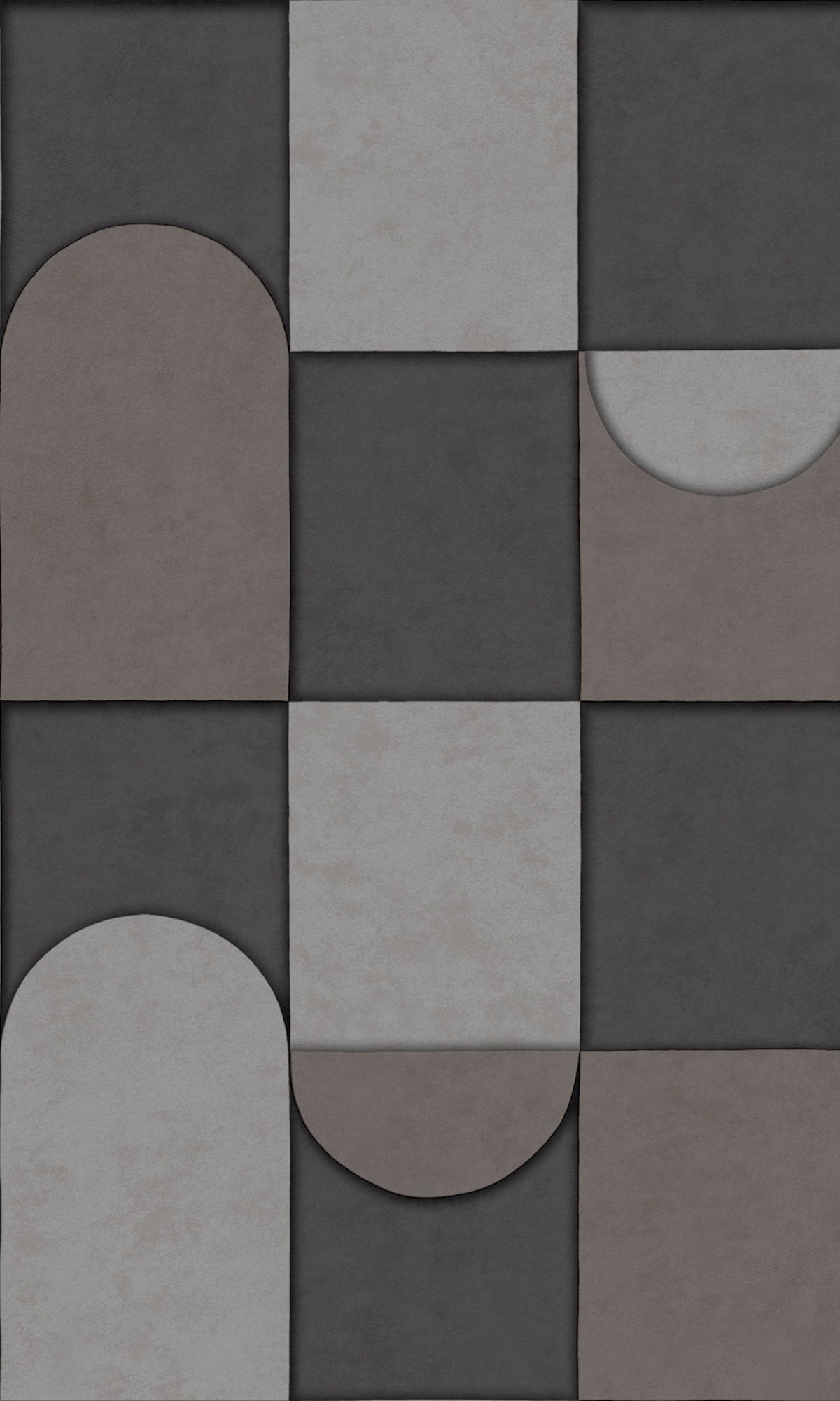 Taupe & Anthracite 3D Patchwork Geometric Wallpaper R8090