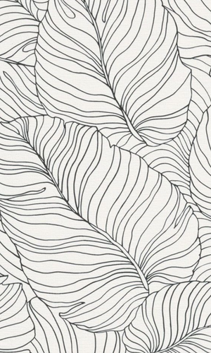 White Leaf Outline Abstract Botanical Wallpaper R7463