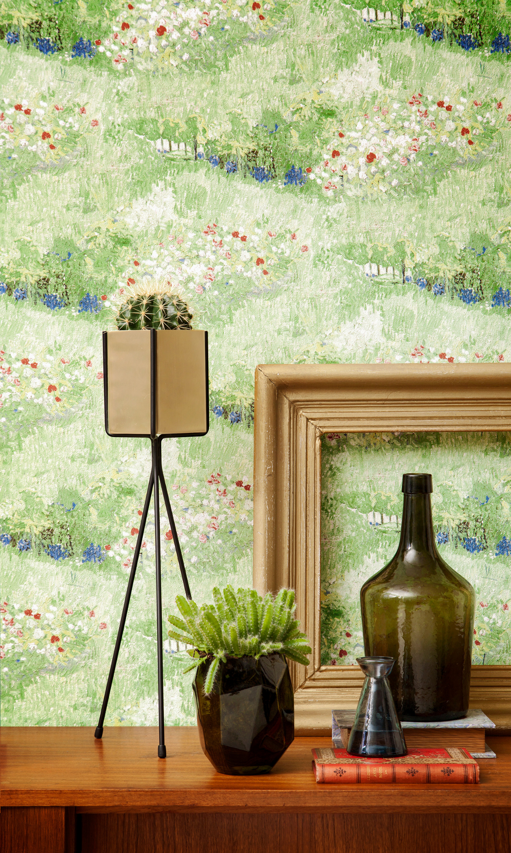 green floral wallpaper