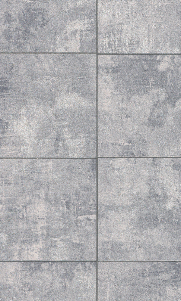 Weathered Tile Indigo Grind Metallic Wallpaper R4389