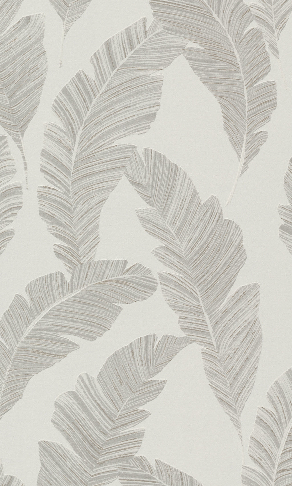 White Sketched Leaves Botanical Wallpaper R8021