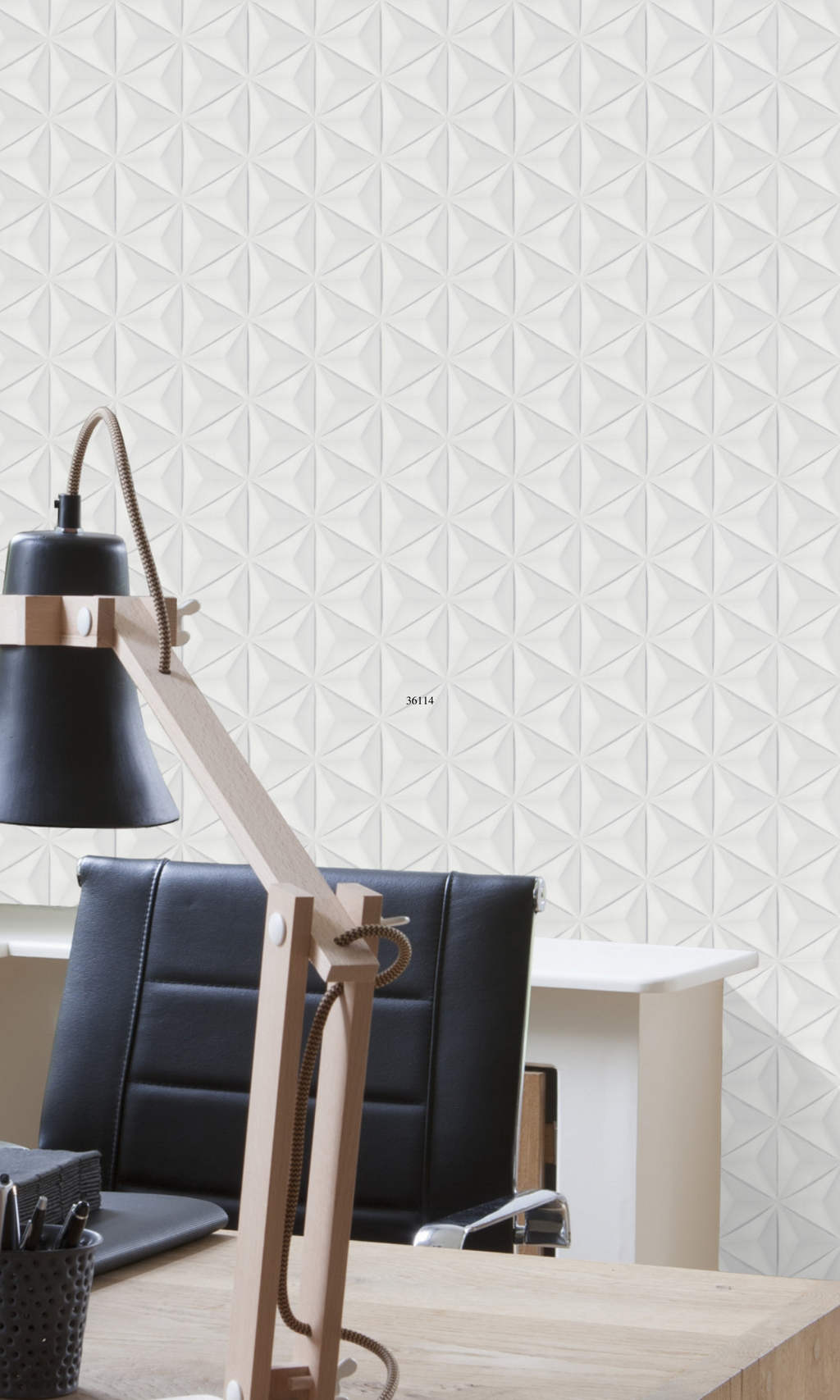 White Triad Geometric Commercial Wallpaper C7000