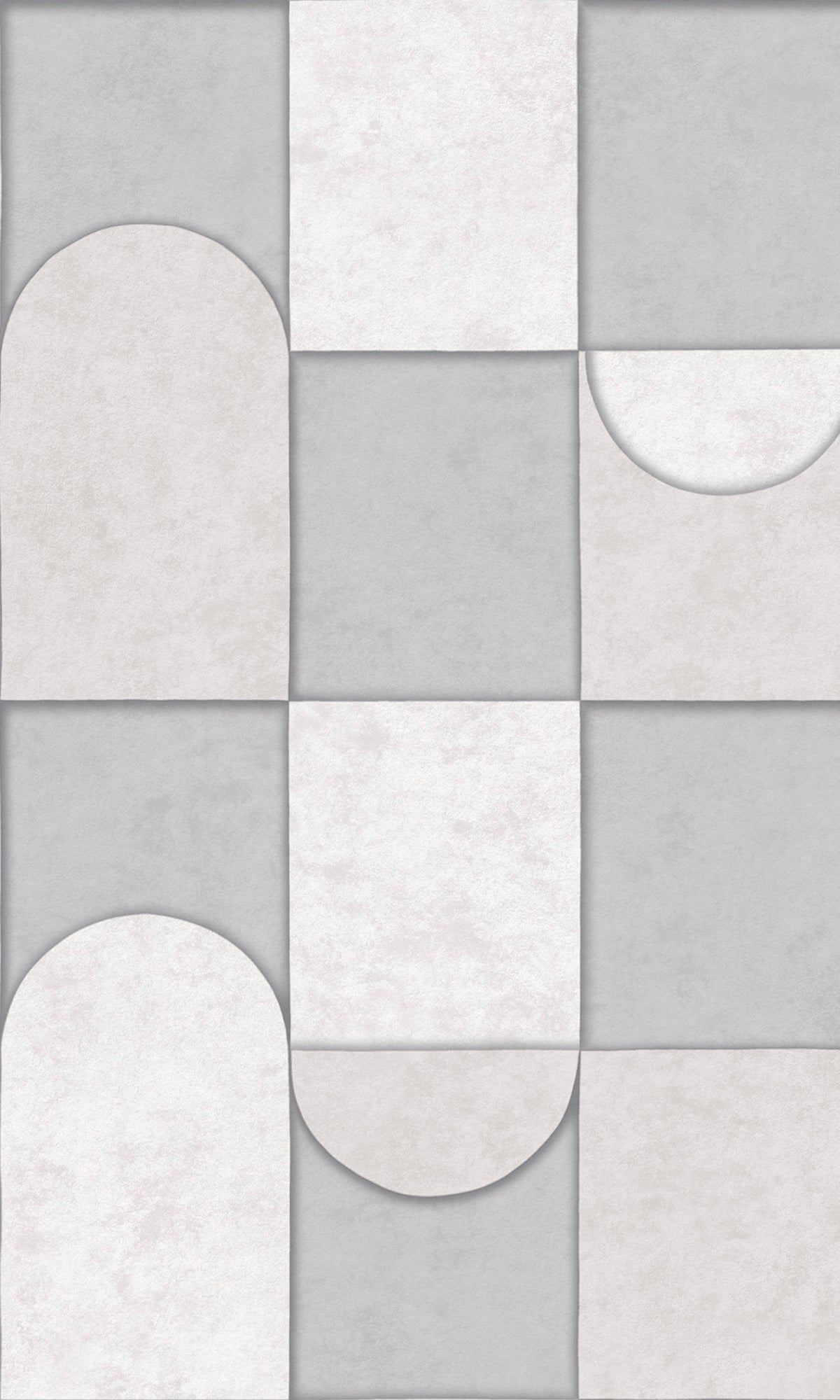 White & Grey 3D Patchwork Geometric Wallpaper R8089