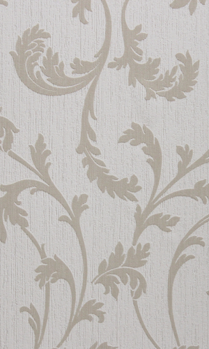 White & Tan Fable Traditional Floral Wallpaper R2630