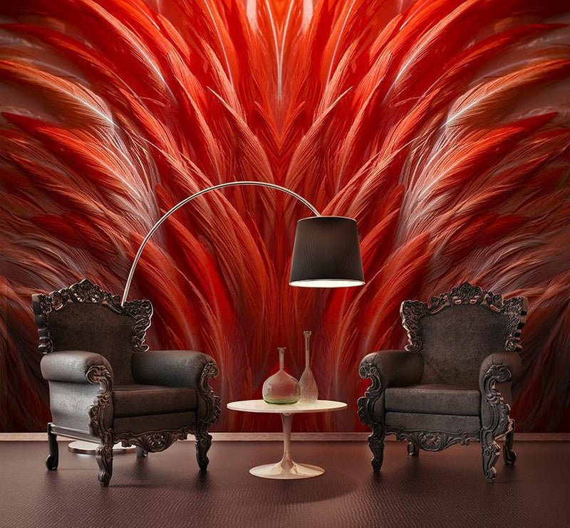 Red Cardinal Feathers Mural M8930 | Digital Art Wallpaper
