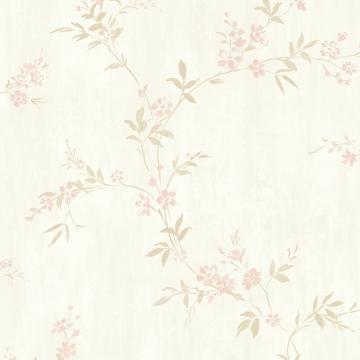 Floral Traditional Classic Metallic Rose Pink Modest Wallpaper R3739