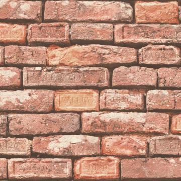 faux brick wallpaper, Red Rust Faux Brick Wallpaper R4803 | Traditional Home Wall Covering