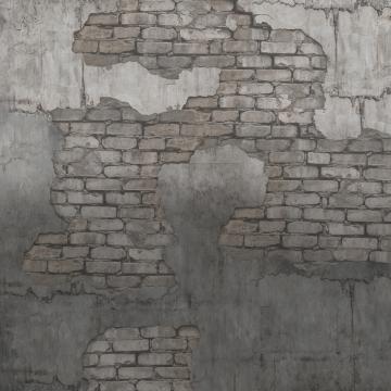 Concrete With Exposed Brick Wallpaper Mural Taupe and Grey M9270