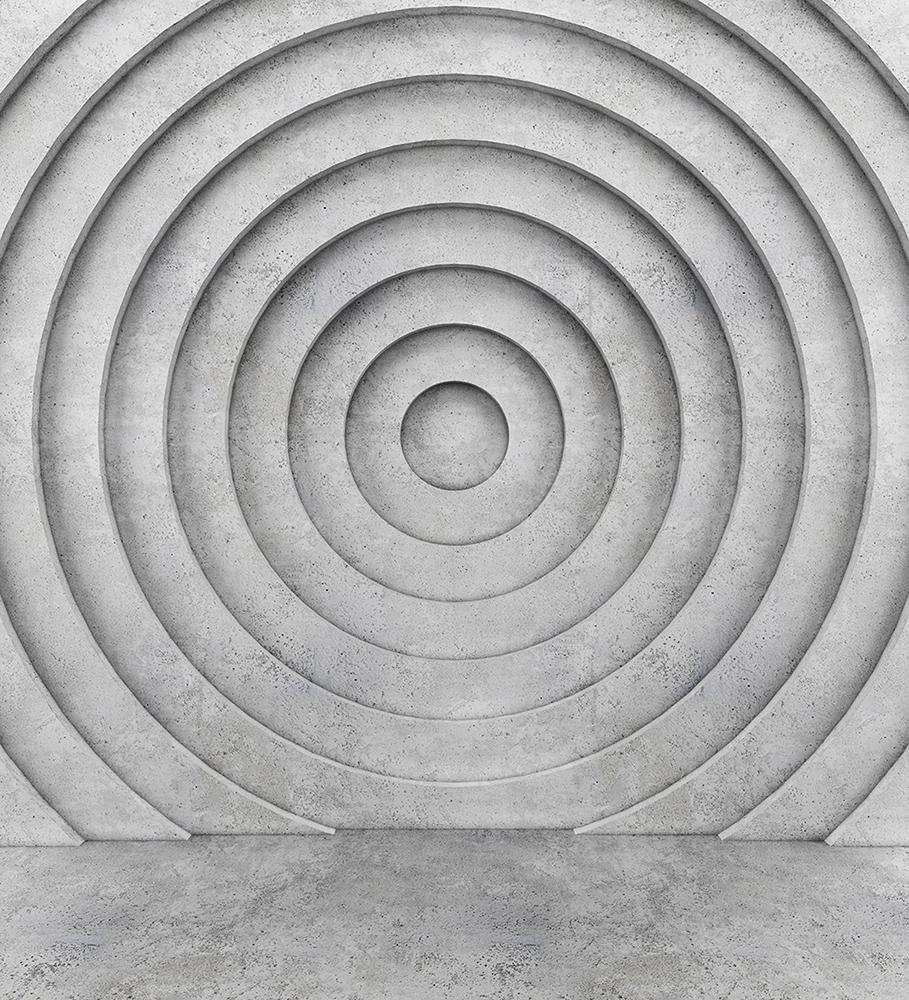 Concentric Concrete Geometric Mural Wallpaper M9323 - Sample