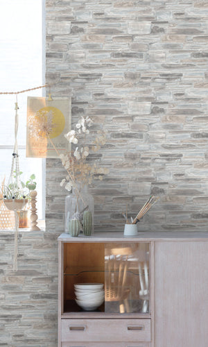 faux stone living room wallpaper