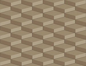 Brown 3D Geometric Depth Wallpaper R5106 | Elegant & Modern Wall Ideas