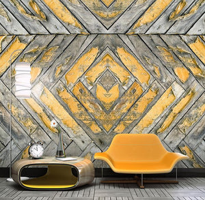 Grey & Ochre Peeled Mural M8924 | Digital Art Wallpaper