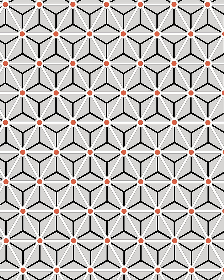 Hexagonal Minimalist Geometric Mural Wallpaper M9284 - Sample
