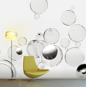 Gray Bubble Droplets Mural Wallpaper M8937 | Classic Bedroom Wallpaper