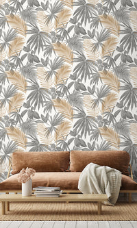 botanical living room wallpaper