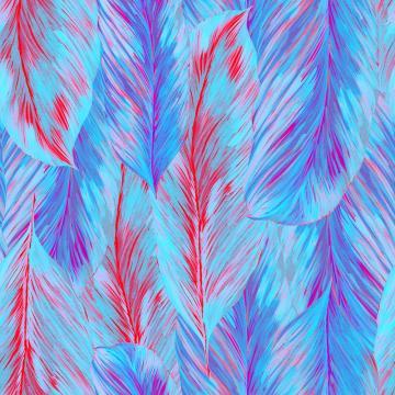 Multi-Colored Feathered Neon Mural Wallpaper M9307 - Sample